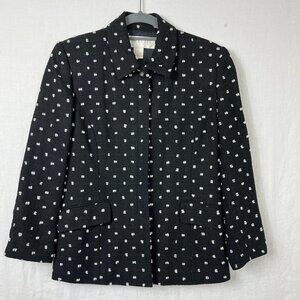 Don Caster Silk Polka Dot Jacket Womens 6 Professional Office Preppy Mature Boxy